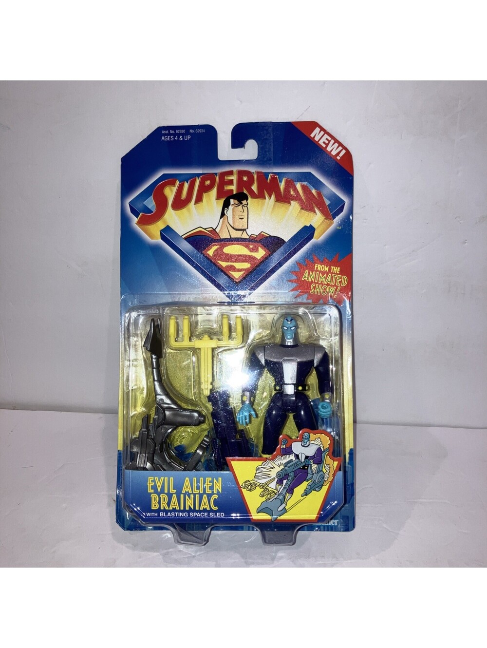 VINTAGE 1996 KENNER SUPERMAN ANIMATED EVIL ALIEN BRAINIAC FIGURE NEW on Card